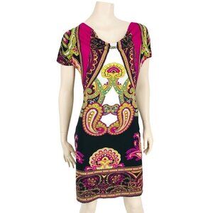 DOTS SHORT SLEEVE COLOURFUL DRESS SZ S​​​​​​​​​​​​​​​​​​